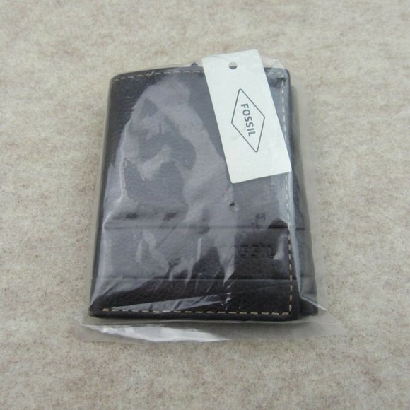 Fossil Lufkin Trifold Brown Leather Mens Wallet - Picture 2 of 10